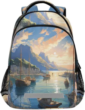 ALAZA Toddler Backpack School Boys Girls Bookbag Kids Children Bags Sailing Sailboat Seaway Student Daypack Travel Teen
