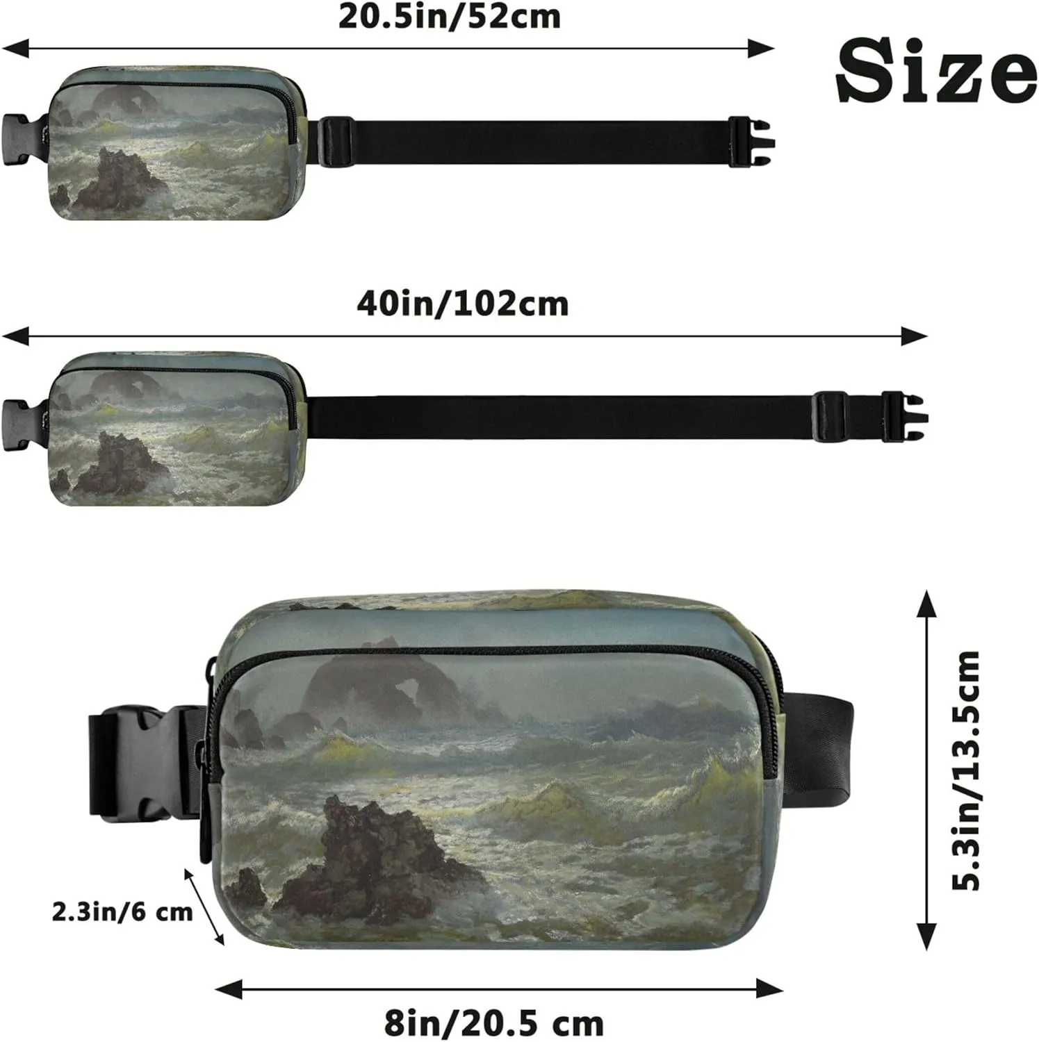 Albert Bierstadt Seal Rock California Waterproof Womens Fanny Pack Everywhere Belt Bag Bright Waist Pack for Women