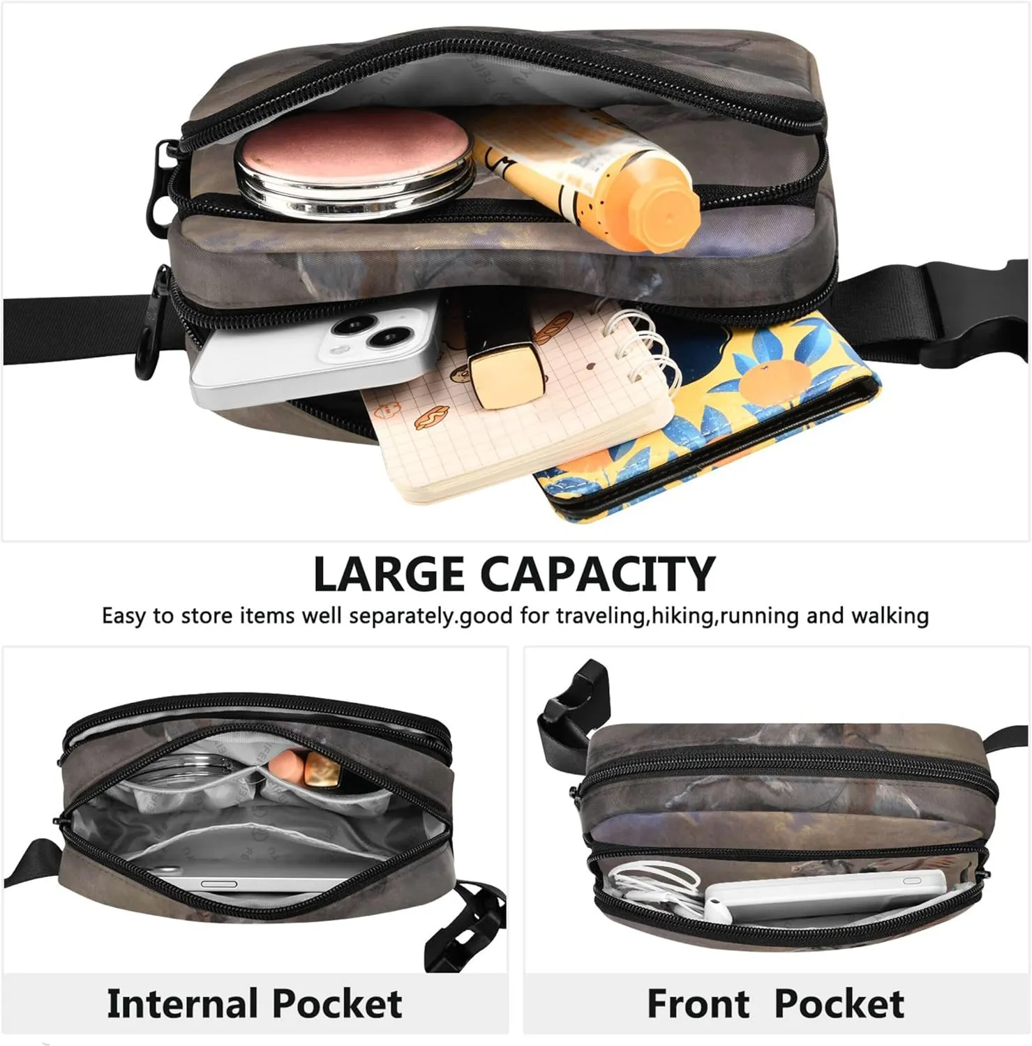 Albert Bierstadt Sketch Last Buffalo Waterproof Fanny Packs for Women Hip Pack Belt Pouch Trendy Crossbody Waist Purse