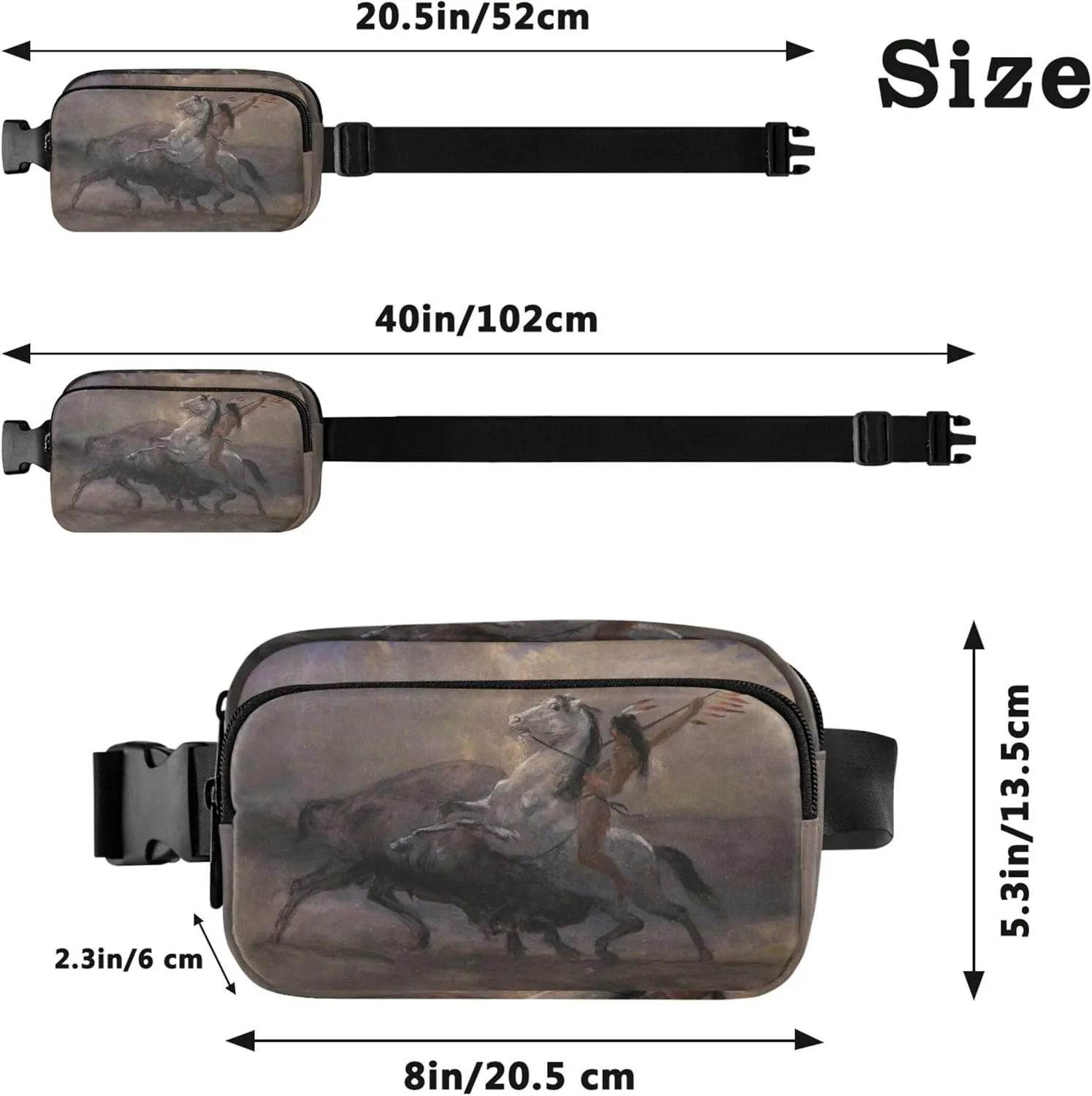 Albert Bierstadt Sketch Last Buffalo Waterproof Fanny Packs for Women Hip Pack Belt Pouch Trendy Crossbody Waist Purse