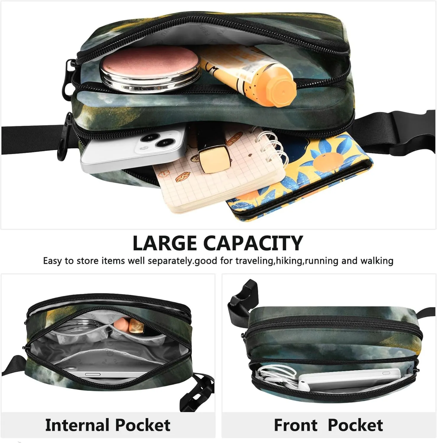Albert Bierstadt Storm Mountains Womens Fanny Pack Festival Hip Pack Belt Bag Waterproof Waist Purse for Women