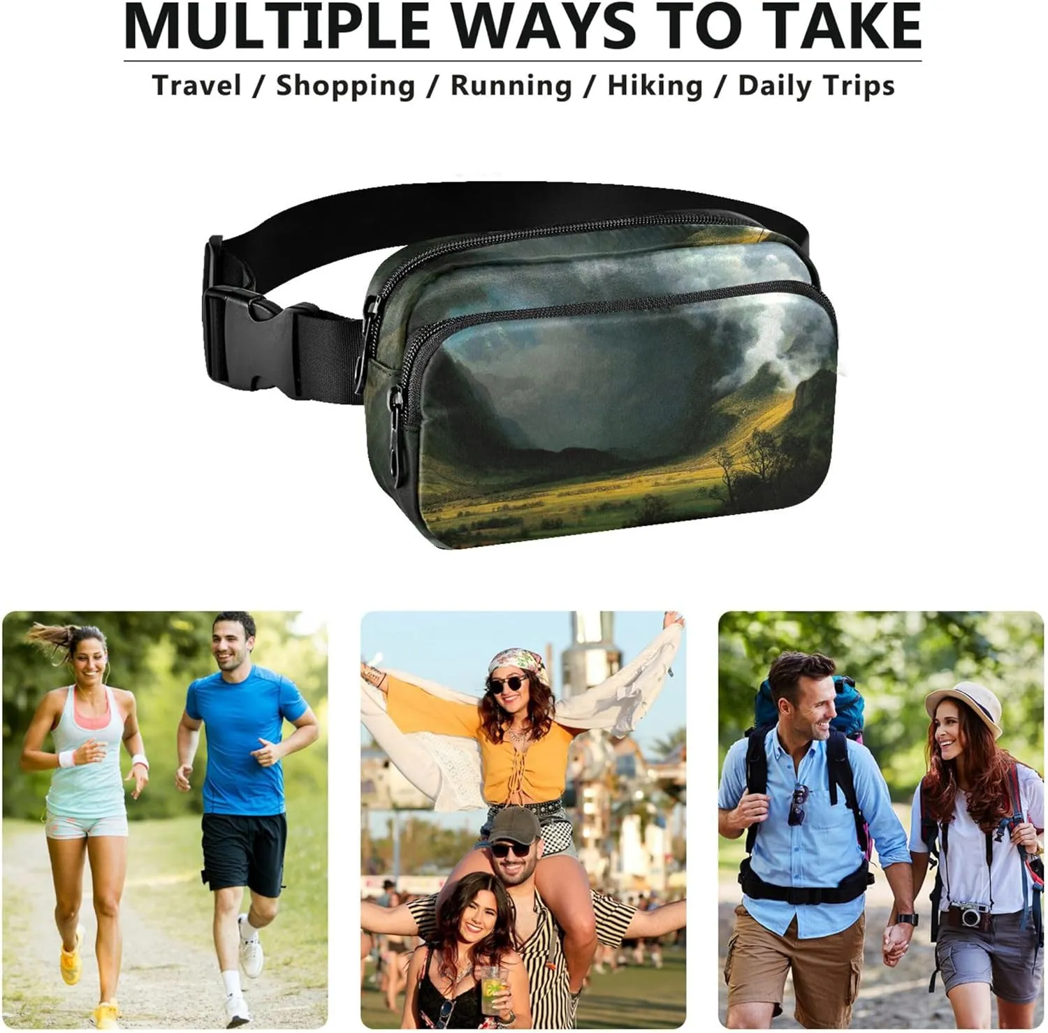 Albert Bierstadt Storm Mountains Womens Fanny Pack Festival Hip Pack Belt Bag Waterproof Waist Purse for Women
