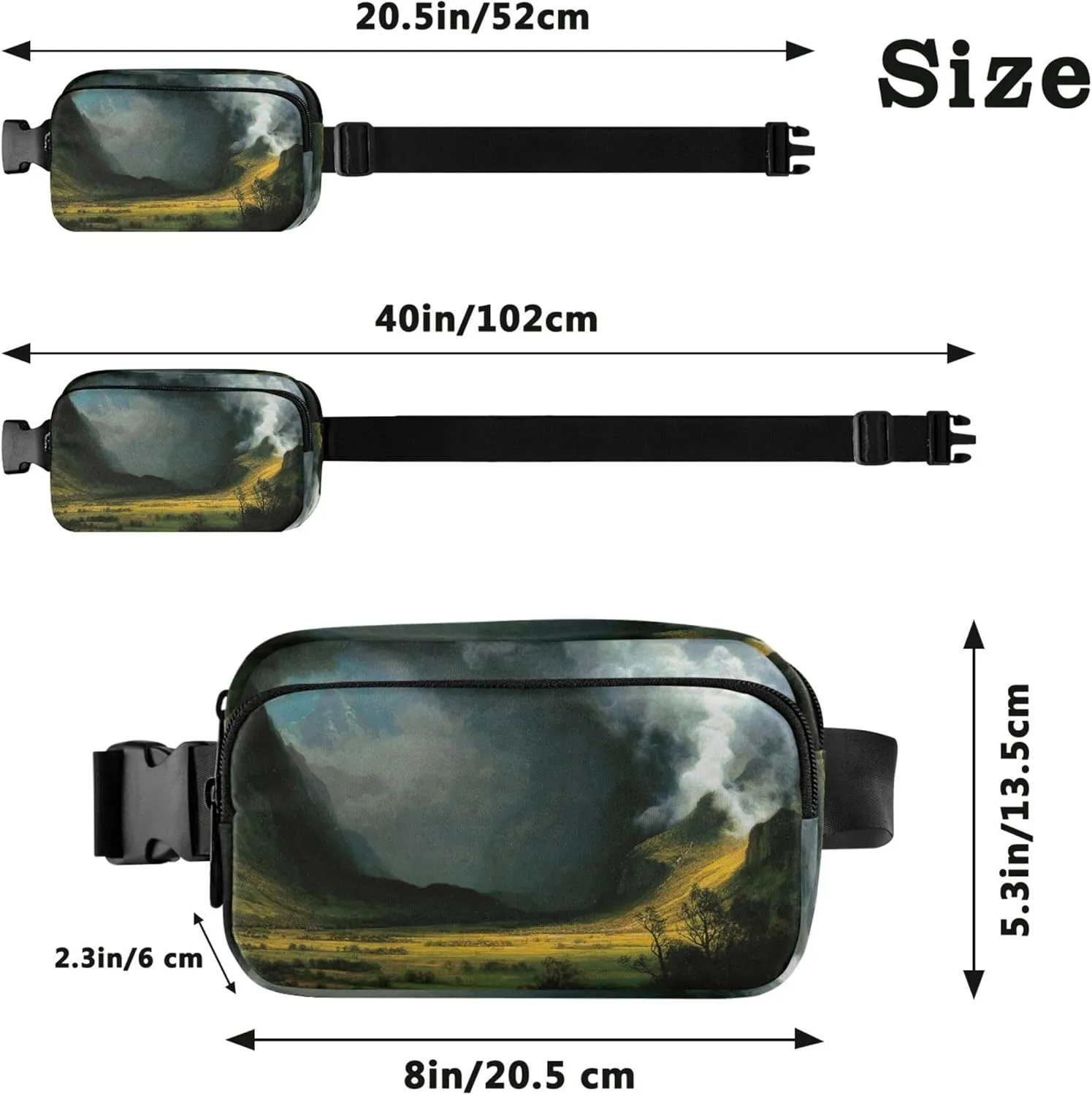 Albert Bierstadt Storm Mountains Womens Fanny Pack Festival Hip Pack Belt Bag Waterproof Waist Purse for Women