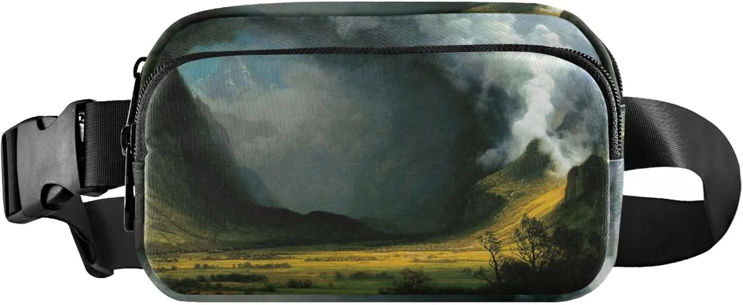 Albert Bierstadt Storm Mountains Womens Fanny Pack Festival Hip Pack Belt Bag Waterproof Waist Purse for Women