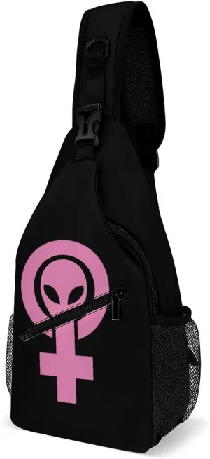 Alien Feminist Symbol Crossbody Sling Bag Outdoor Casual Fashion Chest Bags Small Travel Daypack for Women Men, 38x20cm, 202405213