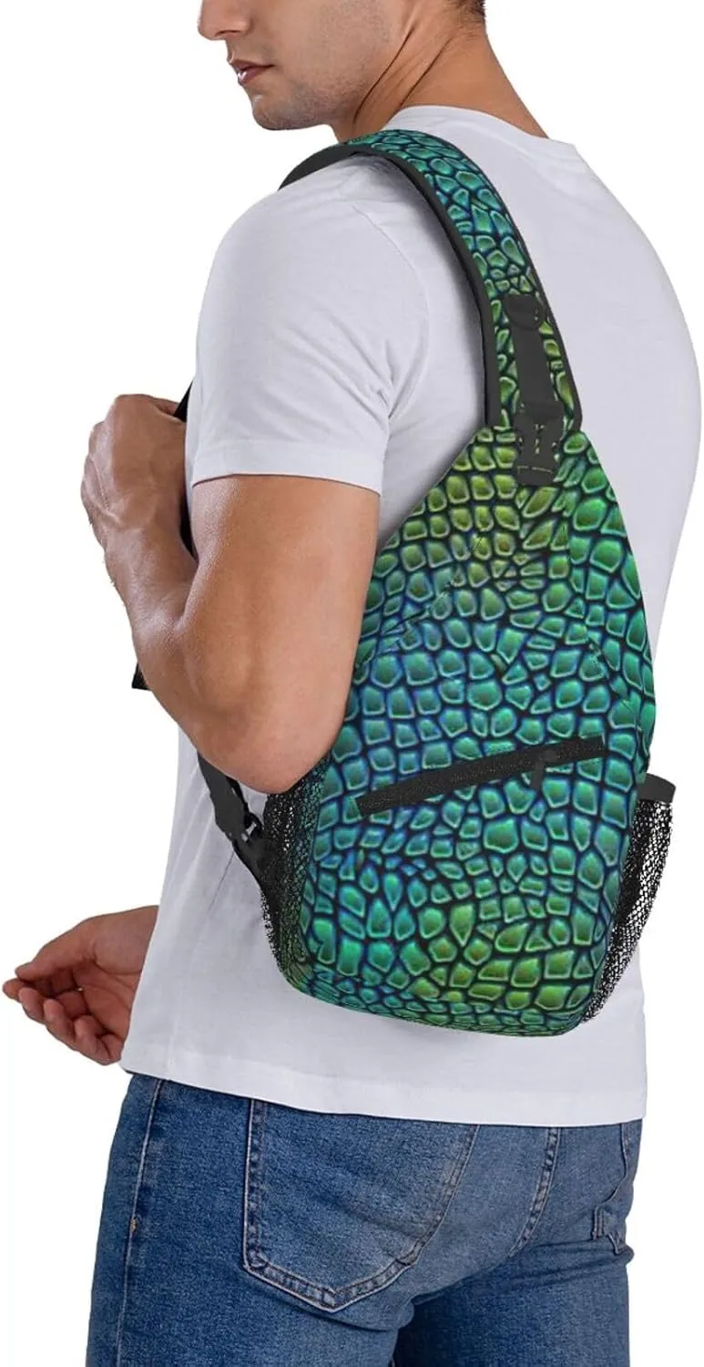 Alligator Skin Crossbody Chest Bag Lightweight Sling Daypackstravel Hiking Cycling For Men Women