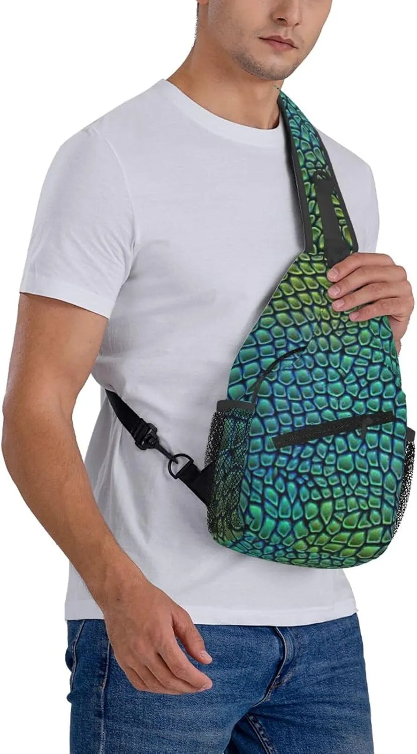 Alligator Skin Crossbody Chest Bag Lightweight Sling Daypackstravel Hiking Cycling For Men Women
