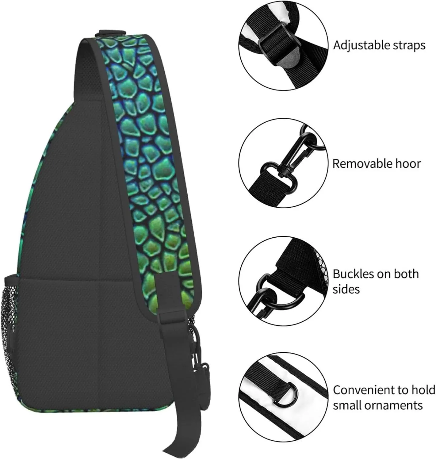 Alligator Skin Crossbody Chest Bag Lightweight Sling Daypackstravel Hiking Cycling For Men Women
