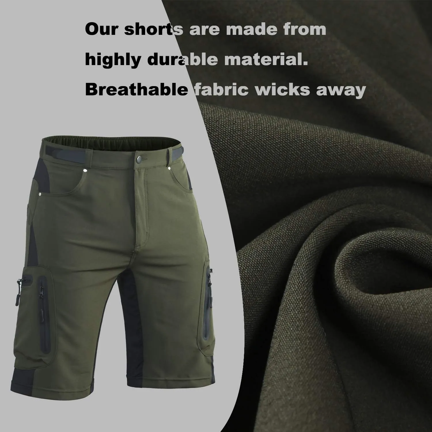 Ally Mens Mountain Bike Shorts 4D Padded Baggy Bicycle Cycling Biking Bike Shorts Lightweight Loose-fit