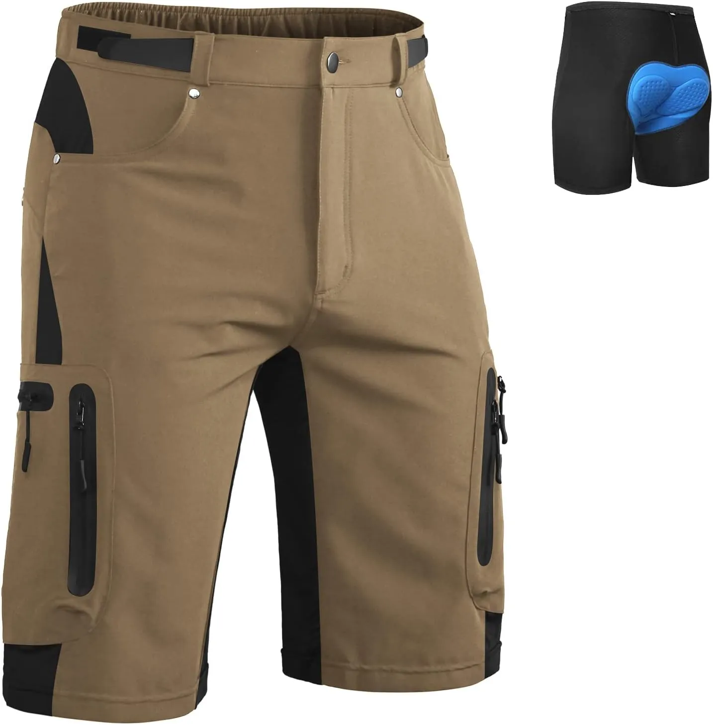 Ally Mens Mountain Bike Shorts 4D Padded Baggy Bicycle Cycling Biking Bike Shorts Lightweight Loose-fit