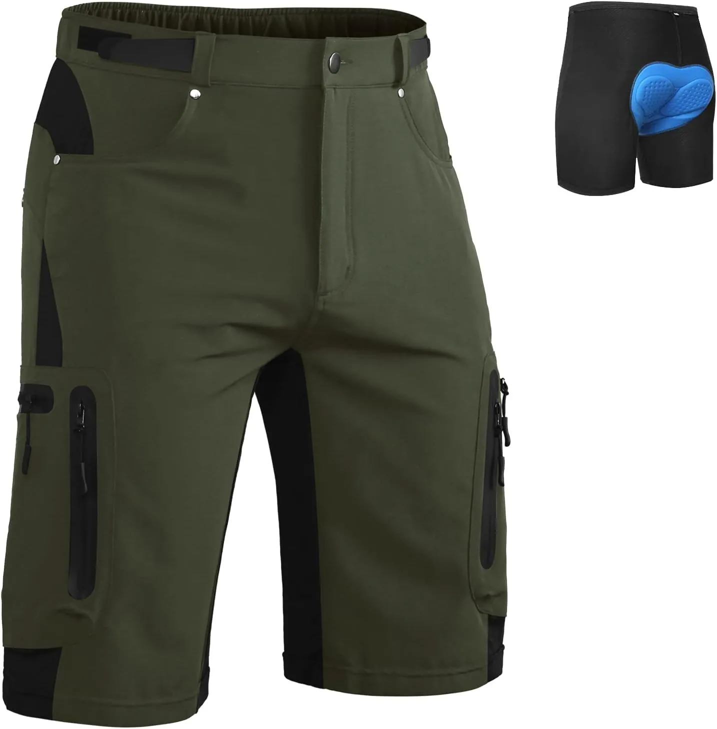 Ally Mens Mountain Bike Shorts 4D Padded Baggy Bicycle Cycling Biking Bike Shorts Lightweight Loose-fit
