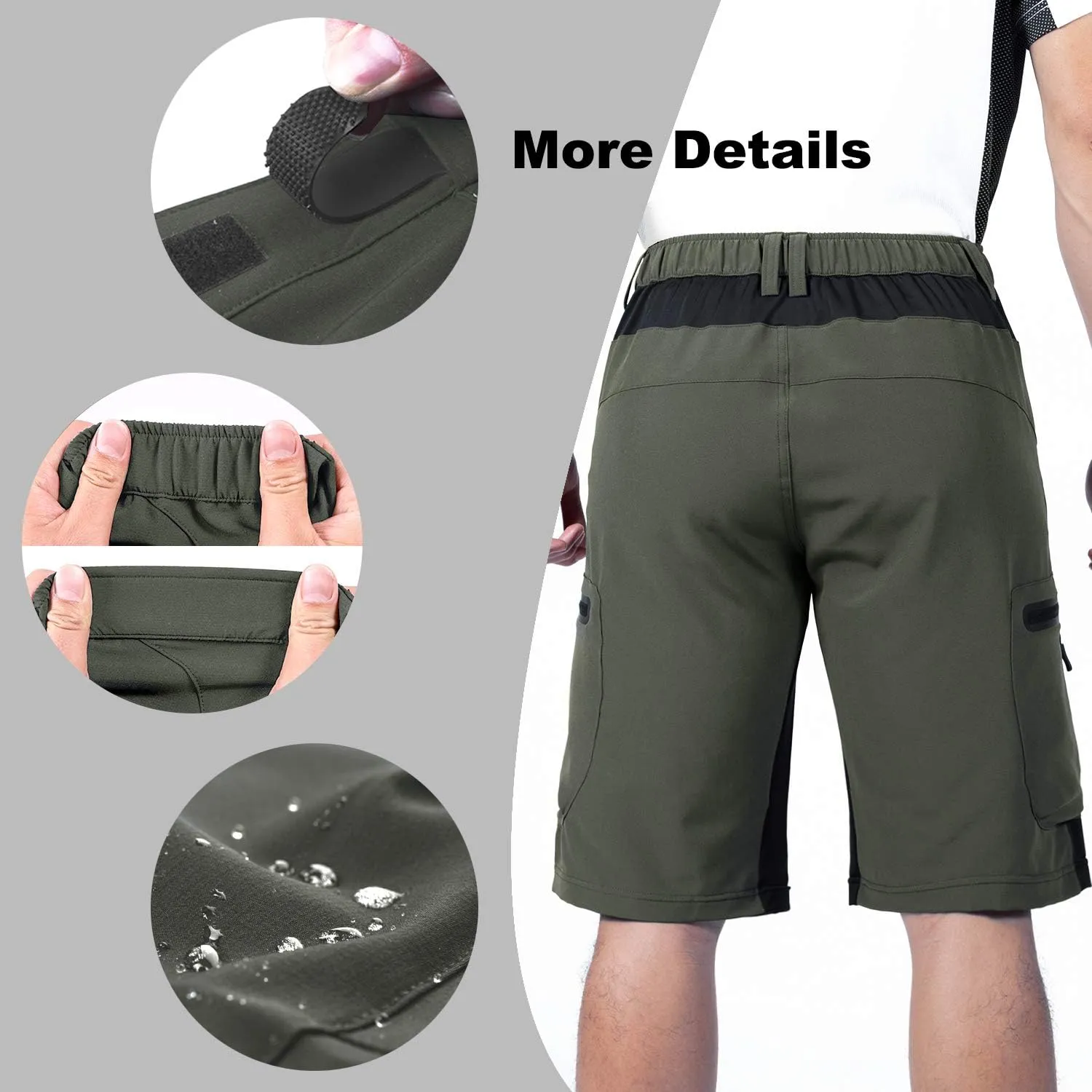 Ally Mens Mountain Bike Shorts 4D Padded Baggy Bicycle Cycling Biking Bike Shorts Lightweight Loose-fit