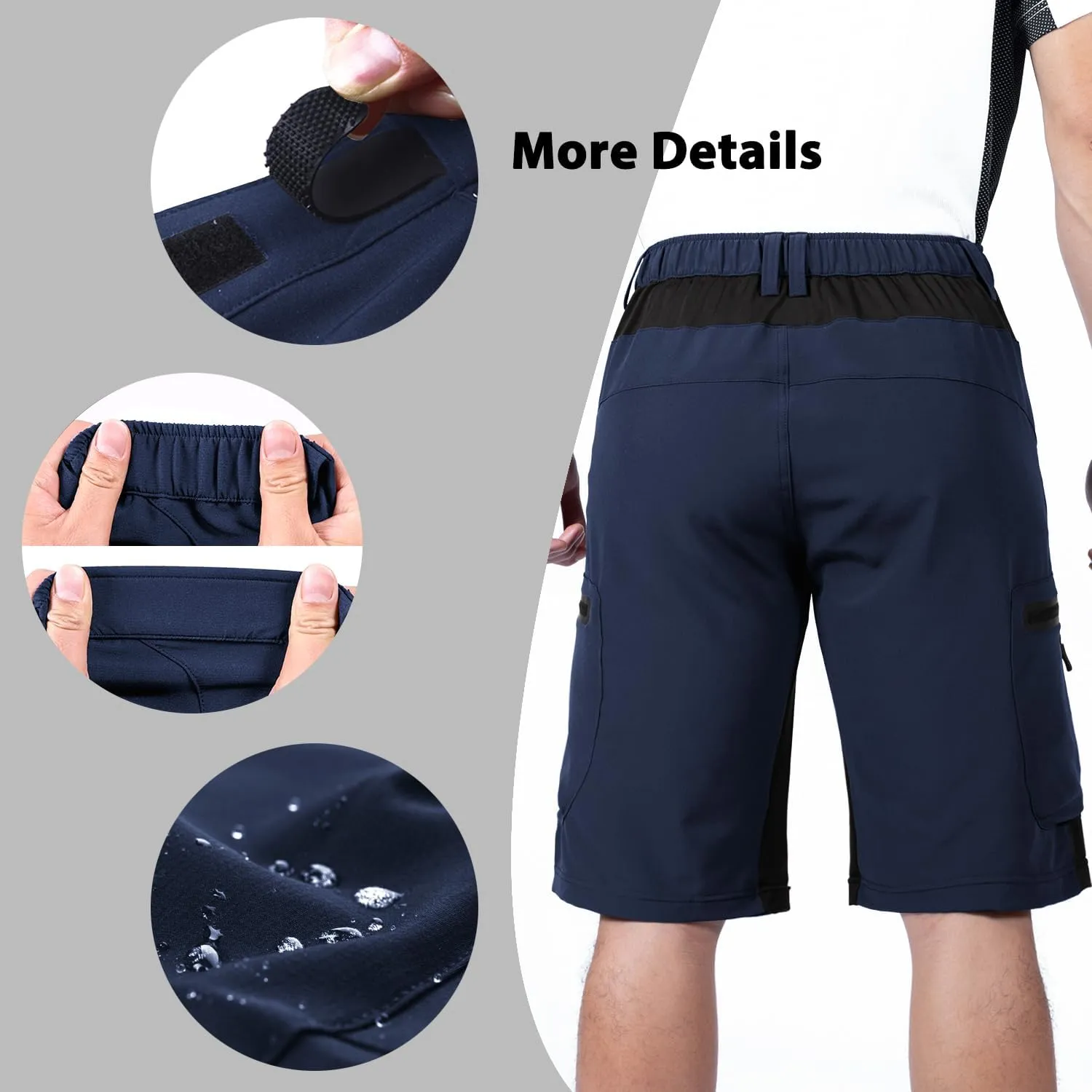 Ally Mens Mountain Bike Shorts 4D Padded Baggy Bicycle Cycling Biking Bike Shorts Lightweight Loose-fit