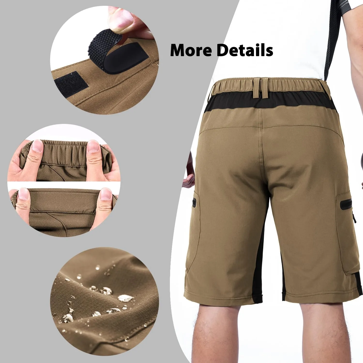 Ally Mens Mountain Bike Shorts 4D Padded Baggy Bicycle Cycling Biking Bike Shorts Lightweight Loose-fit