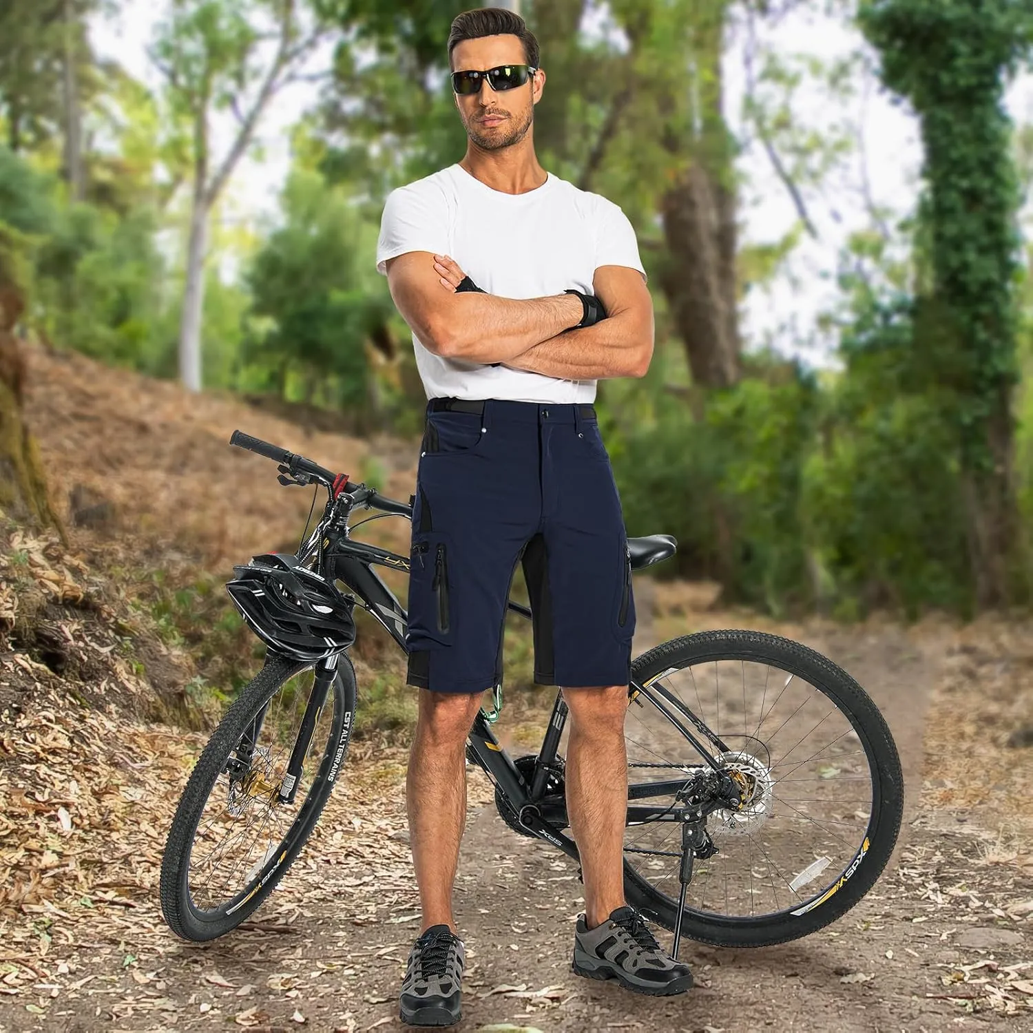 Ally Mens Mountain Bike Shorts 4D Padded Baggy Bicycle Cycling Biking Bike Shorts Lightweight Loose-fit