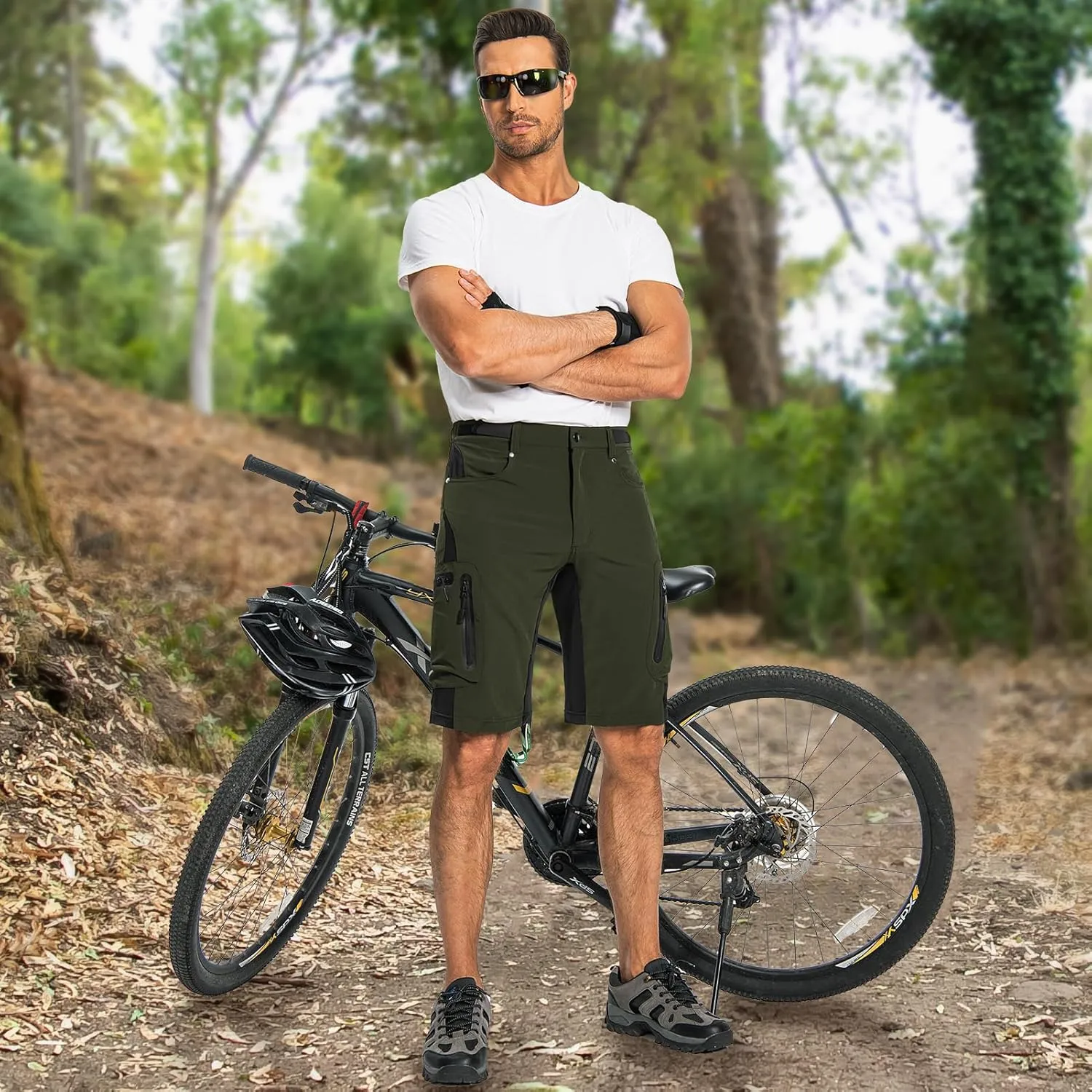 Ally Mens Mountain Bike Shorts 4D Padded Baggy Bicycle Cycling Biking Bike Shorts Lightweight Loose-fit