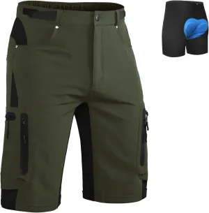 Ally Mens Mountain Bike Shorts 4D Padded Baggy Bicycle Cycling Biking Bike Shorts Lightweight Loose-fit