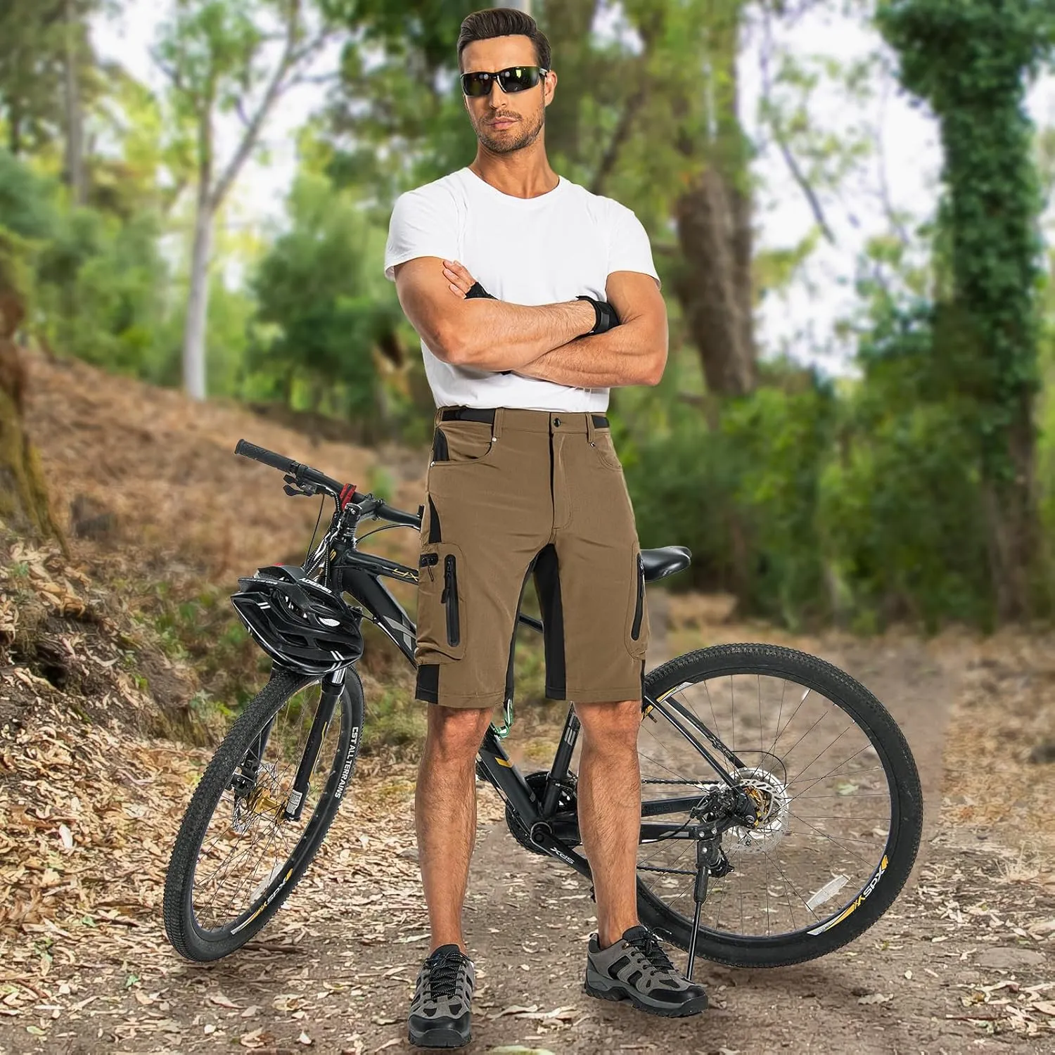Ally Mens Mountain Bike Shorts 4D Padded Baggy Bicycle Cycling Biking Bike Shorts Lightweight Loose-fit