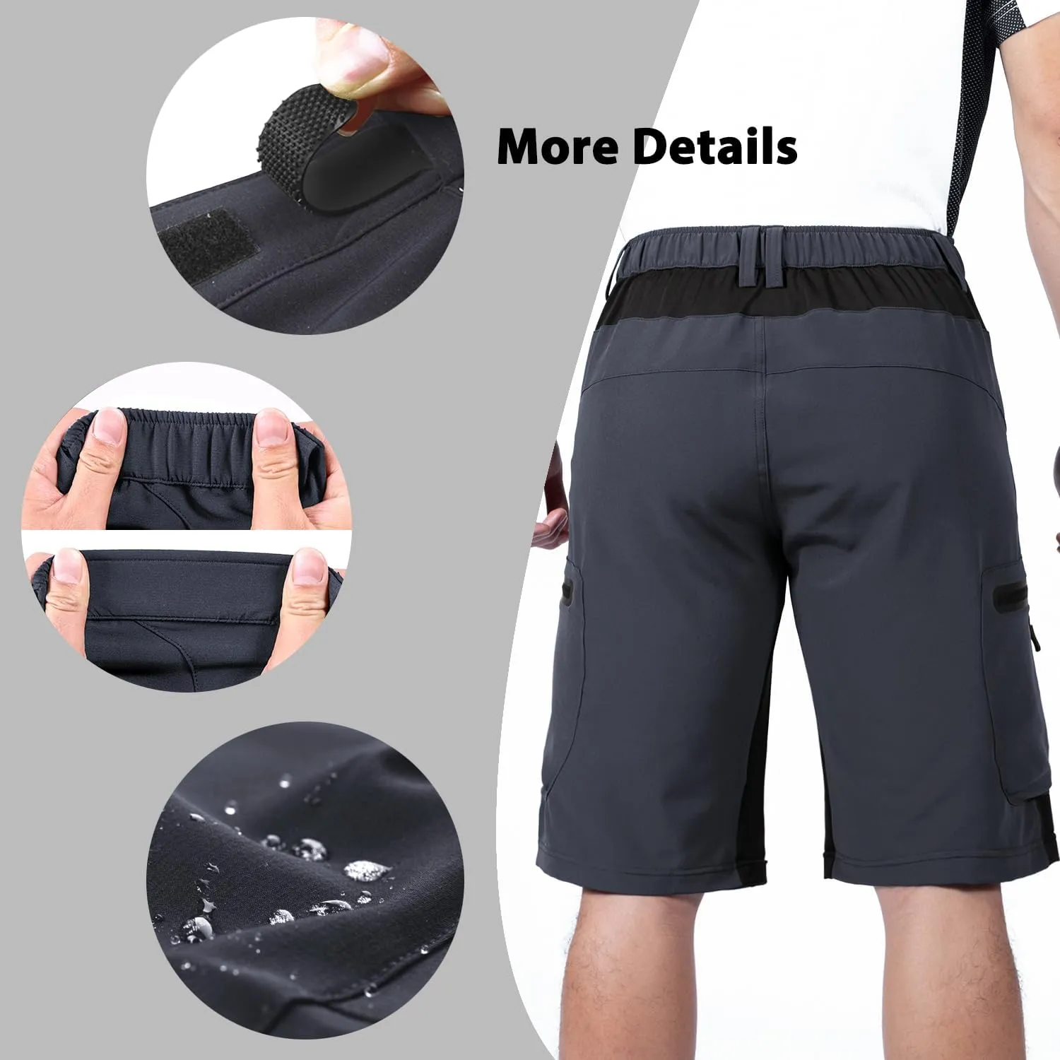 Ally Mens Mountain Bike Shorts 4D Padded Baggy Bicycle Cycling Biking Bike Shorts Lightweight Loose-fit