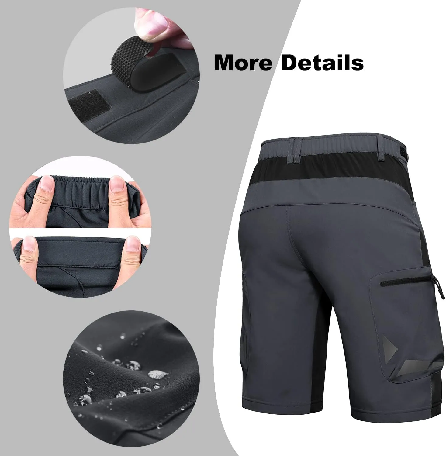 Ally Mens Mountain Bike Shorts 4D Padded Baggy Quick Dry Lightweight Bicycle Cycling Biking Bike Shorts