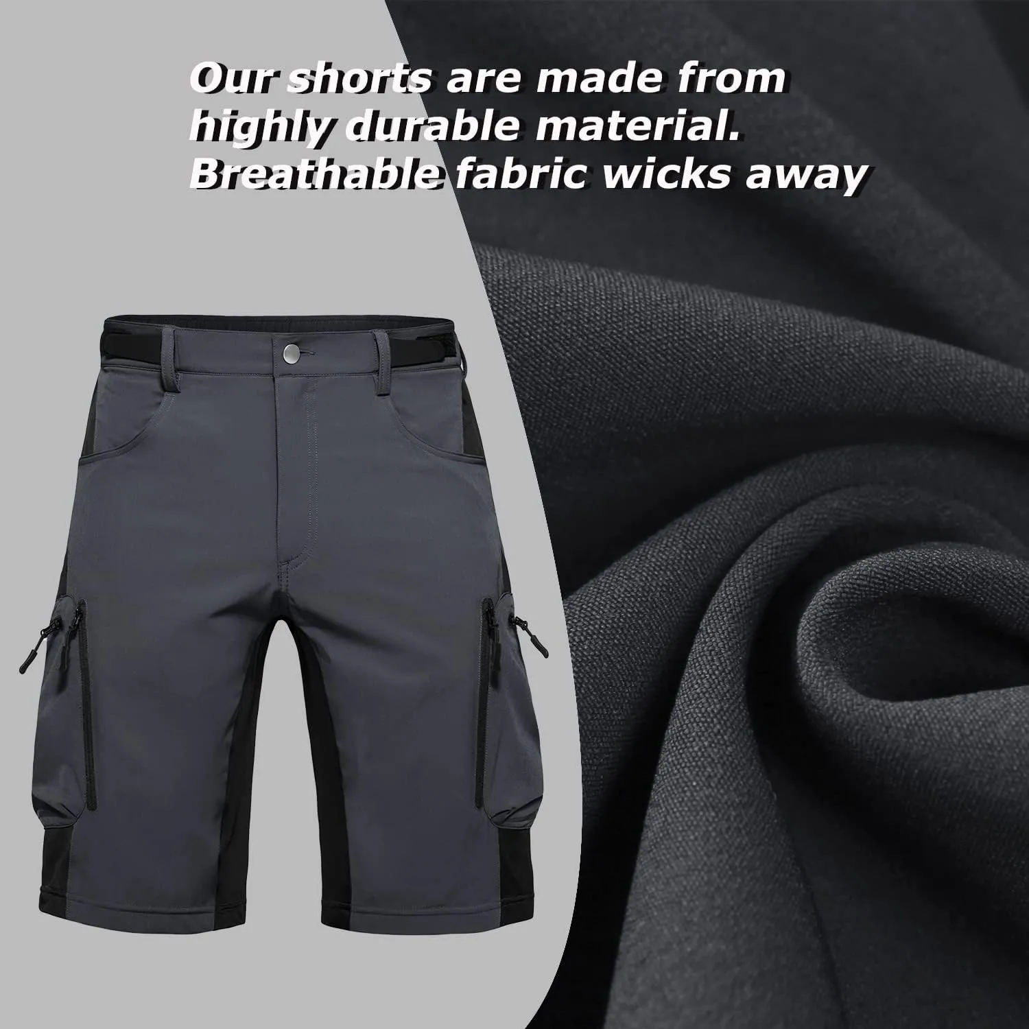 Ally Mens Mountain Bike Shorts 4D Padded Baggy Quick Dry Lightweight Bicycle Cycling Biking Bike Shorts
