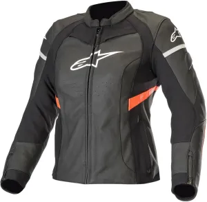 Alpinestars Stella Kira Leather Women's Street Motorcycle Jackets - Black/Red Fluorescent / 44