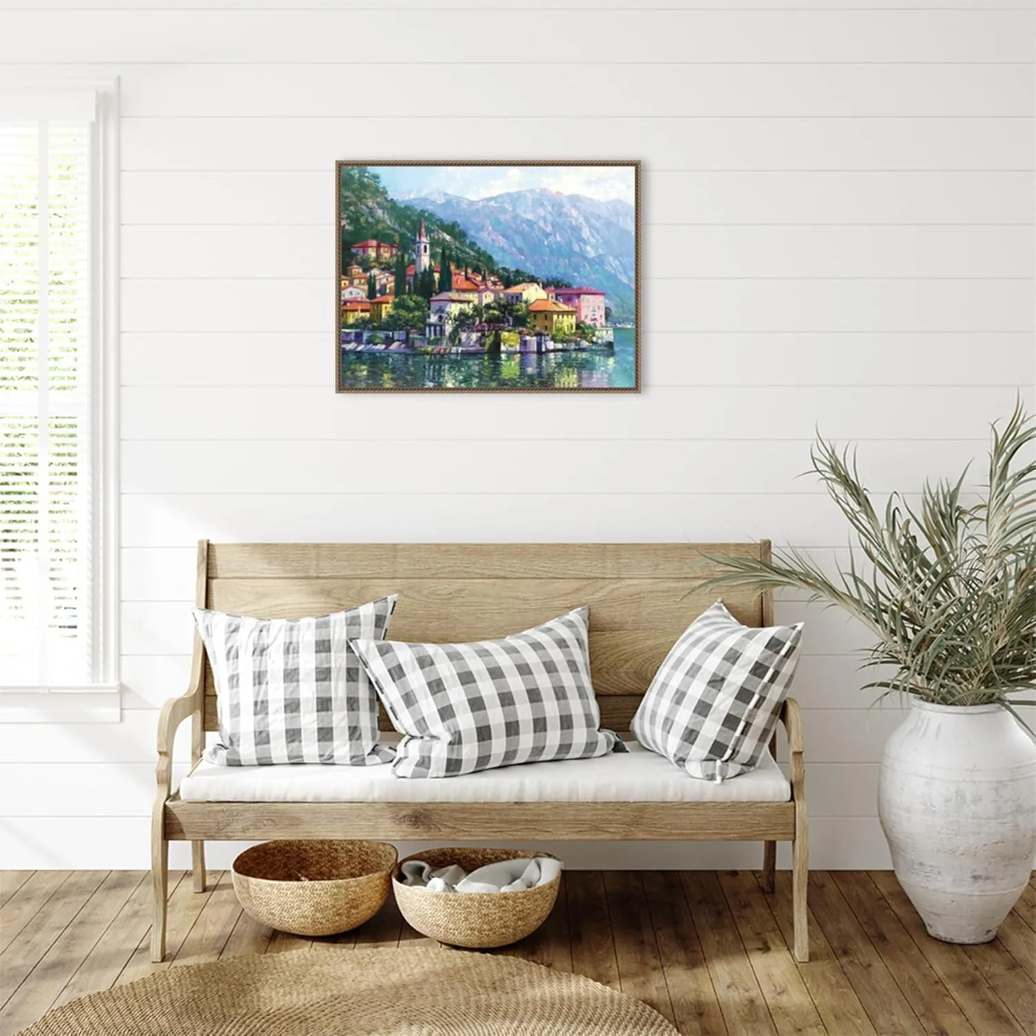 Amanti Art Framed Canvas Wall Art 23x30 Reflections of Lake Como by Howard Behrens, Framed Wall Art Canvas, Landscapes Artwork, Traditional Decor, Large Poster Painting for Living Room, Bedroom,