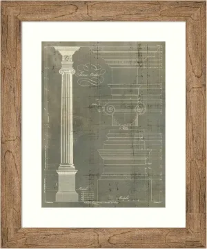 Amanti Art Framed Wall Art Print 24x20 Column Blueprint II by Thomas Sheraton, Architecture Wall Art, Vintage Decor, Small Poster Painting Artwork for Living Room, Bedroom, Bathroom, Kitchen, Office