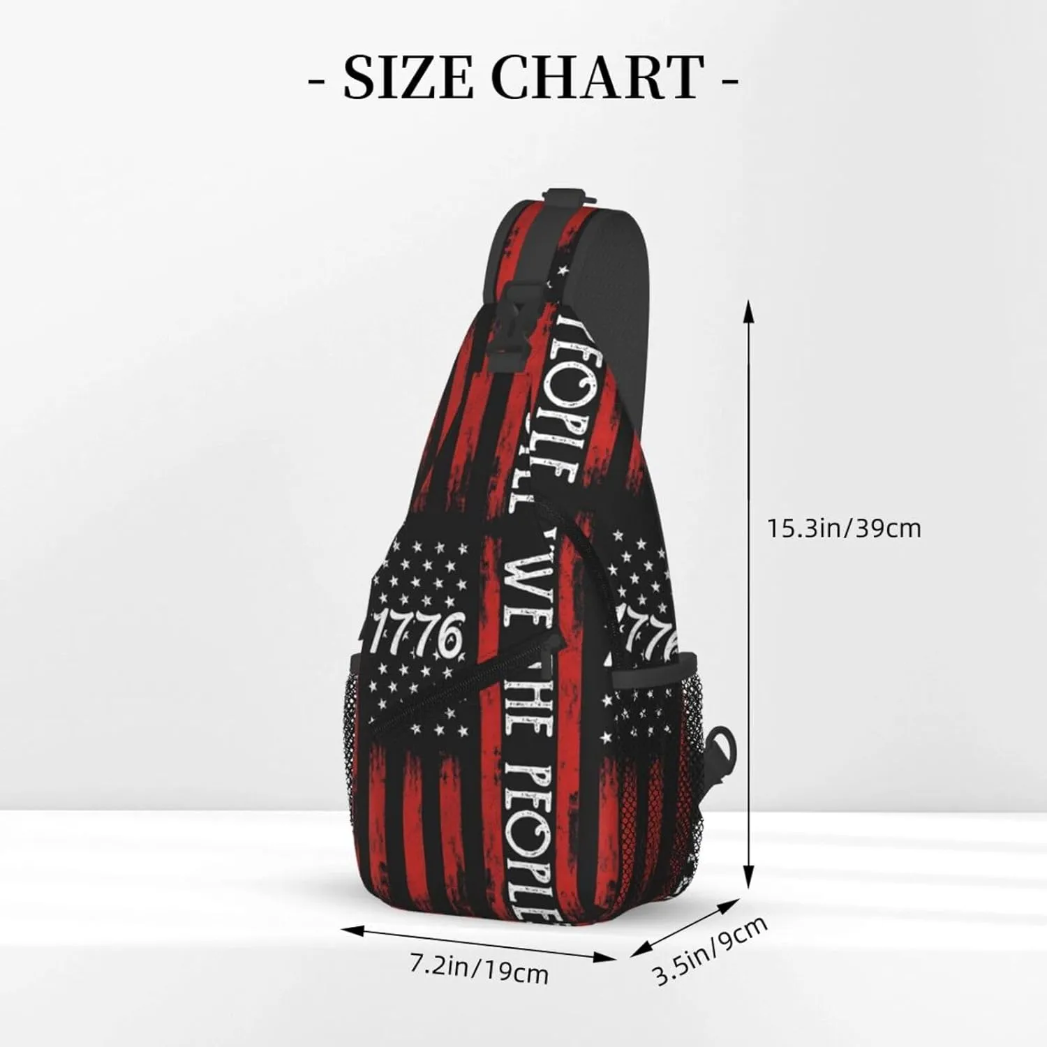 America Independence Day 1776 American Flag We The People Chest Sling Bag Crossbody Shoulder Backpack Bag Gym Cycling Daypack Travel Hiking Cross Bag