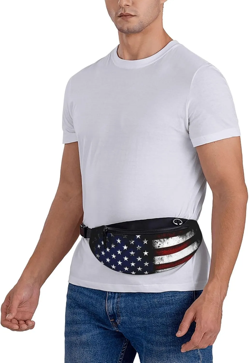 American Flag Fanny Pack Waist Bag Adjustable Belt Bag For Men Women Traveling Hiking Cycling Running