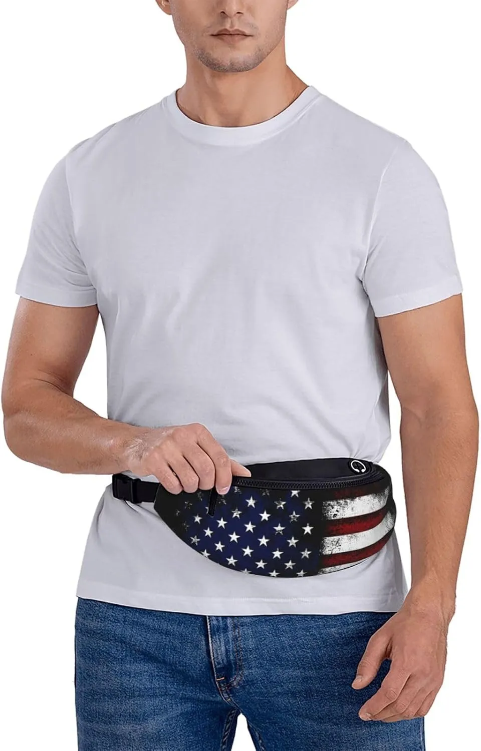 American Flag Fanny Pack Waist Bag Adjustable Belt Bag For Men Women Traveling Hiking Cycling Running