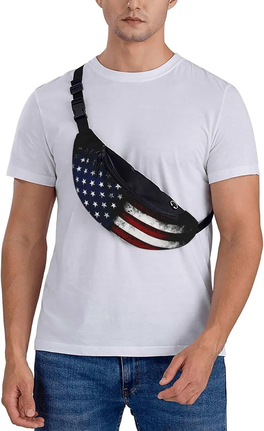 American Flag Fanny Pack Waist Bag Adjustable Belt Bag For Men Women Traveling Hiking Cycling Running