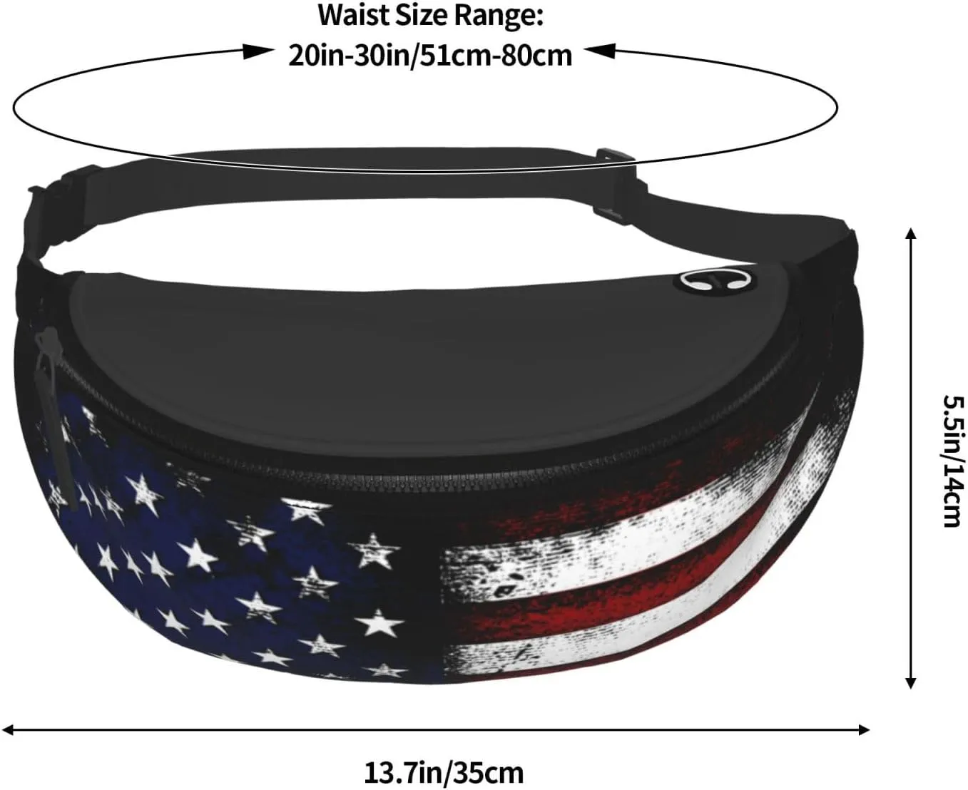 American Flag Fanny Pack Waist Bag Adjustable Belt Bag For Men Women Traveling Hiking Cycling Running