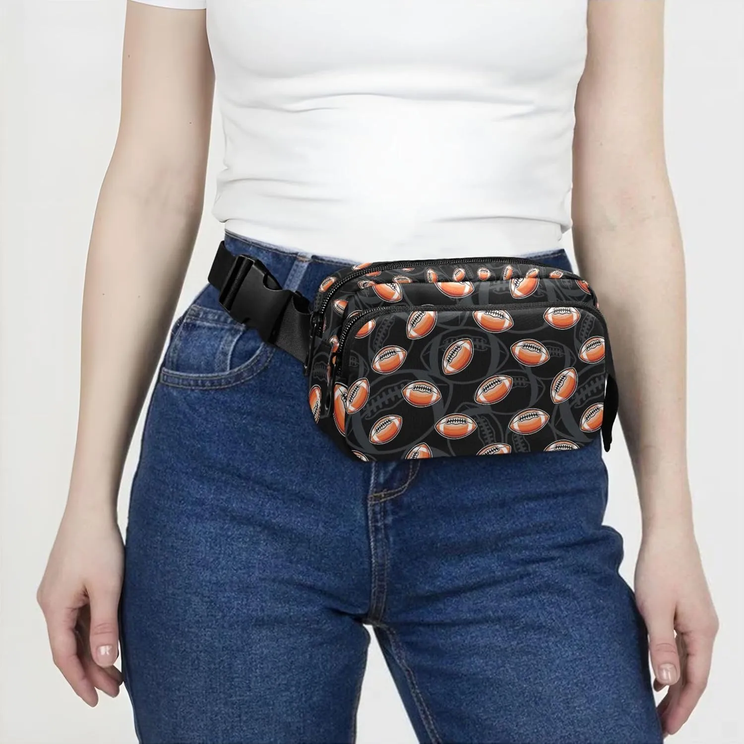 American Football Black Women Fanny Packs Waterproof Belt Bags Hip Pack Cute Crossbody Waist Purse