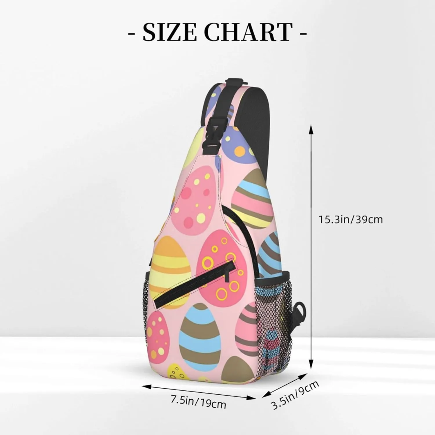 AMRANDOM Pink Colorful Easter Eggs Crossbody Bags for Women Men Sling Backpack Casual Chest Bag with Shoulder Strap