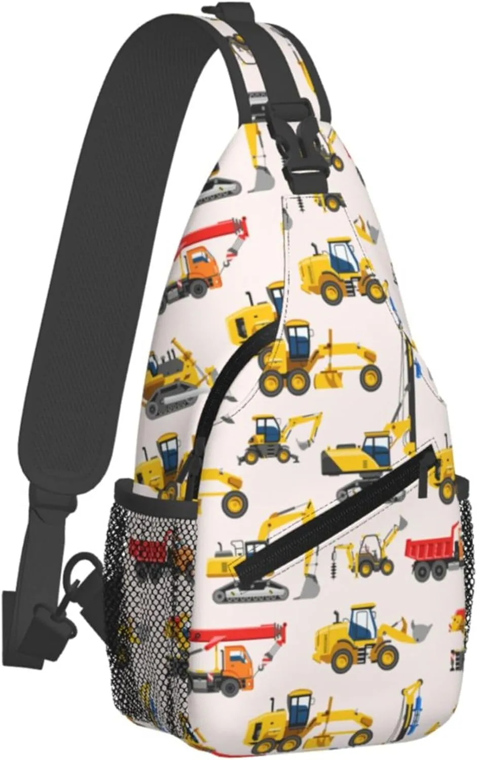 AMRANDOM Small Sling Backpack Crossbody Sling Bag construction bulldozer Excavator Chest Bag Daypack for Outdoors Hiking Travel