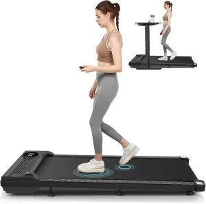 ANCHEER Under Desk Treadmill, 300lb Capacity, 2.5HP Portable 2 in 1 Walking Pad Treadmill with Remote, Compact Treadmills for Home Office Gym Desk Walking Running Machine with LED Display