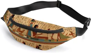 Ancient Egypt Hieroglyphics Print Pharaoh Belt Bag Waist Bag Pouch with Adjustable Strap Crossbody Bag for Women Men