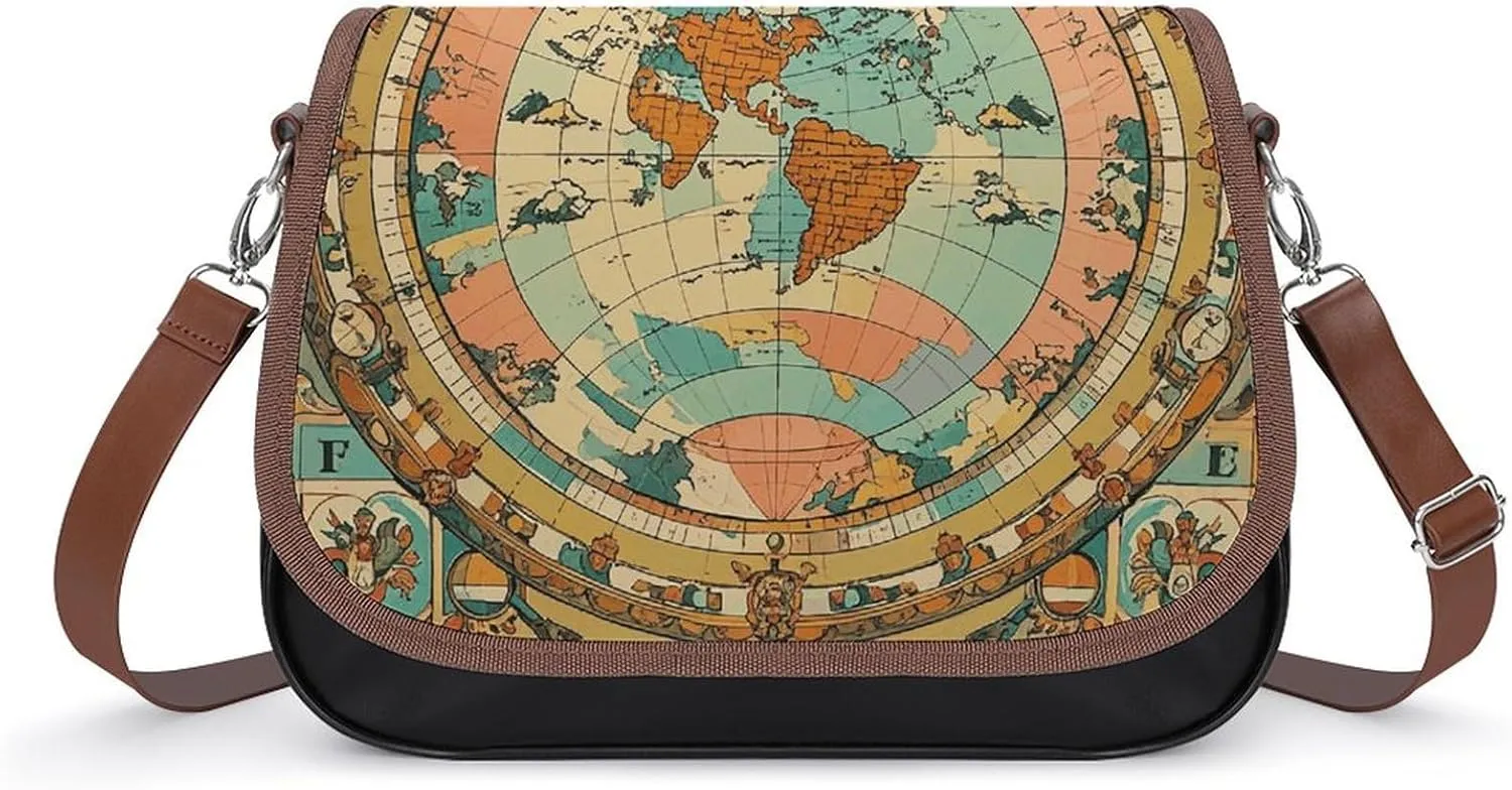 Ancient Map World Globe Laptop Tote Bag Leather Computer Bags Lined Shoulder Purse Purses And Handbags Business Office Work Bag Top Handle Handbag for Women