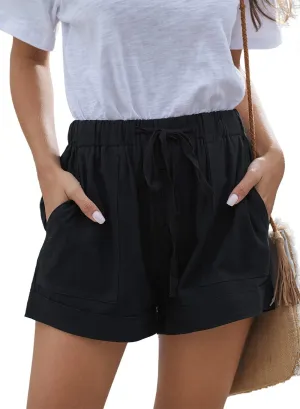 ANFTFH Womens Casual Shorts Summer Drawstring Elastic Waist Comfy Shorts with Pockets