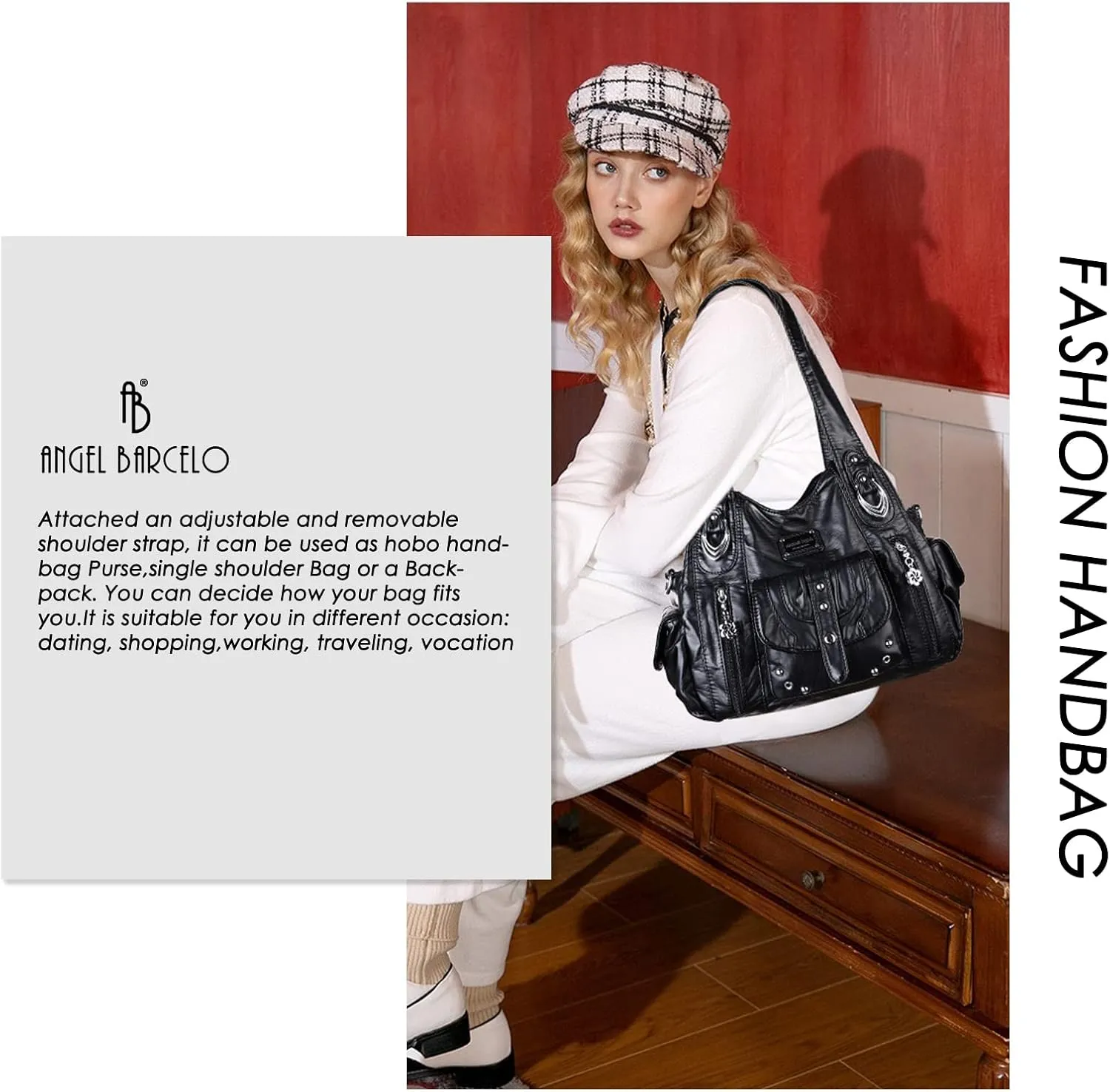 Angel Barcelo Hobo Bag for Women Crossbody Purse and Handbags Shoulder Bags