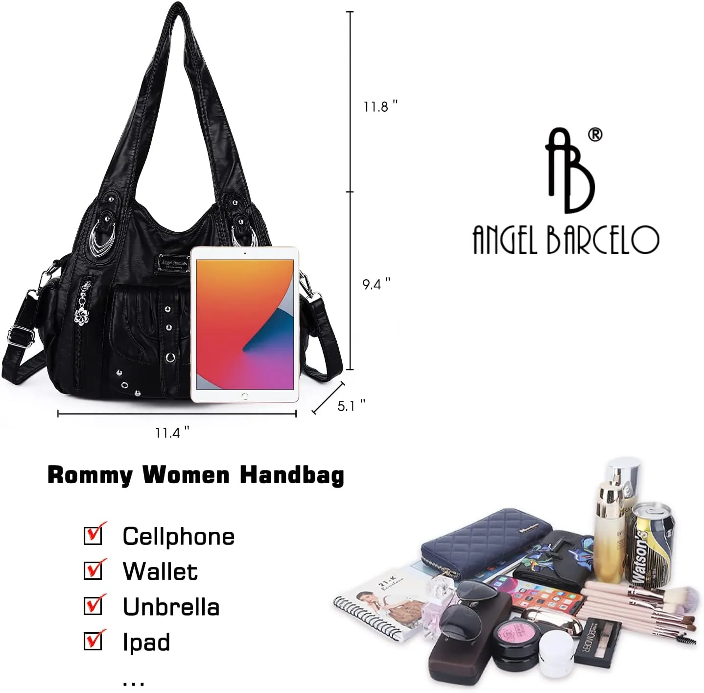 Angel Barcelo Hobo Bag for Women Crossbody Purse and Handbags Shoulder Bags