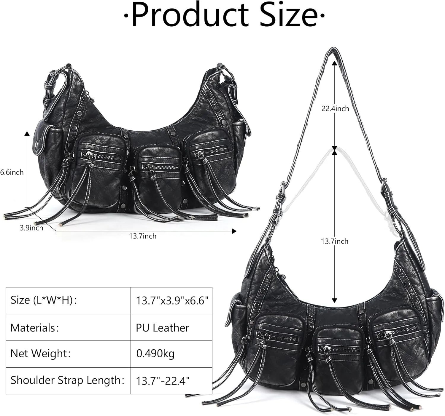 Angel Kiss Hobo Bags Purse for Women Y2K Shoulder Bag Multi Pockets Designer Satchel Studded Handbags with Strap