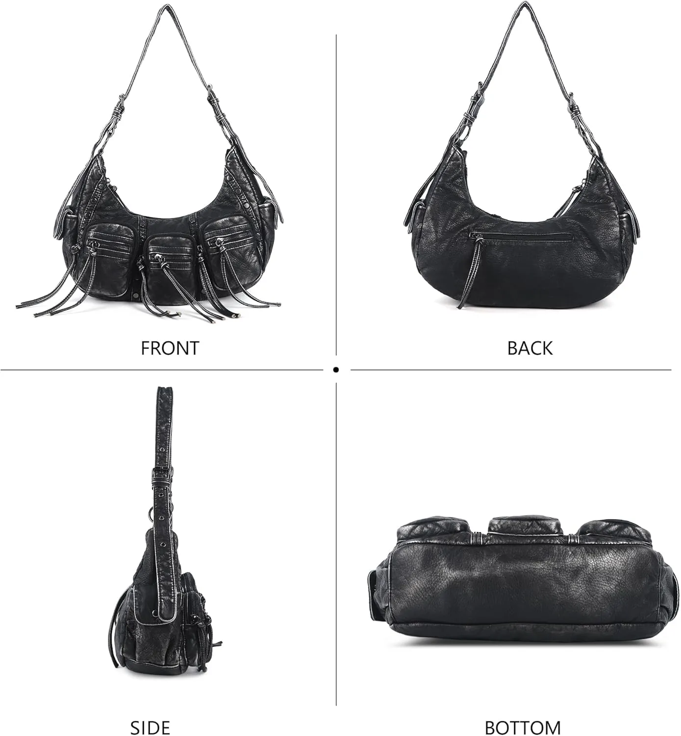Angel Kiss Hobo Bags Purse for Women Y2K Shoulder Bag Multi Pockets Designer Satchel Studded Handbags with Strap