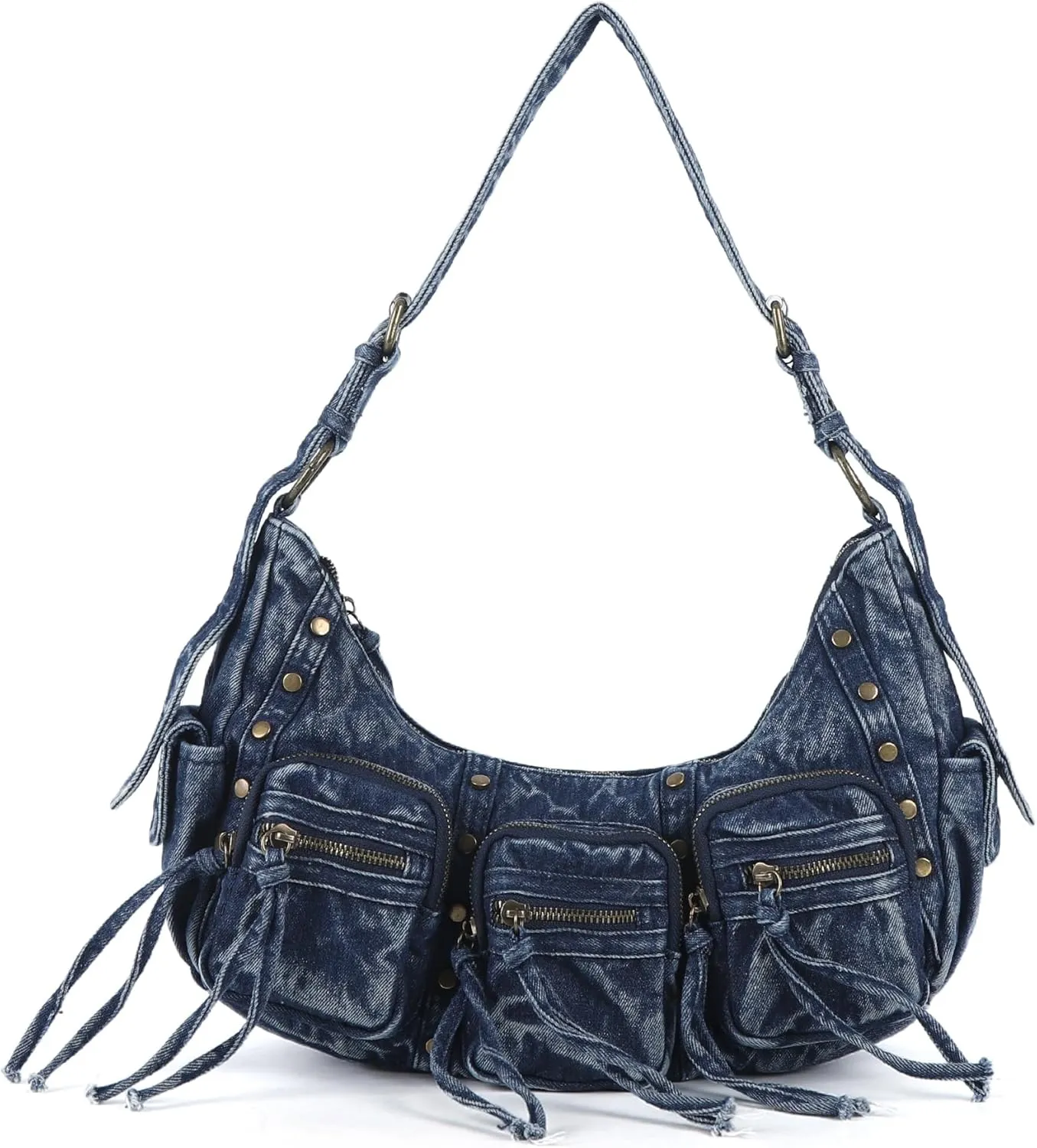 Angel Kiss Hobo Bags Purse for Women Y2K Shoulder Bag Multi Pockets Designer Satchel Studded Handbags with Strap