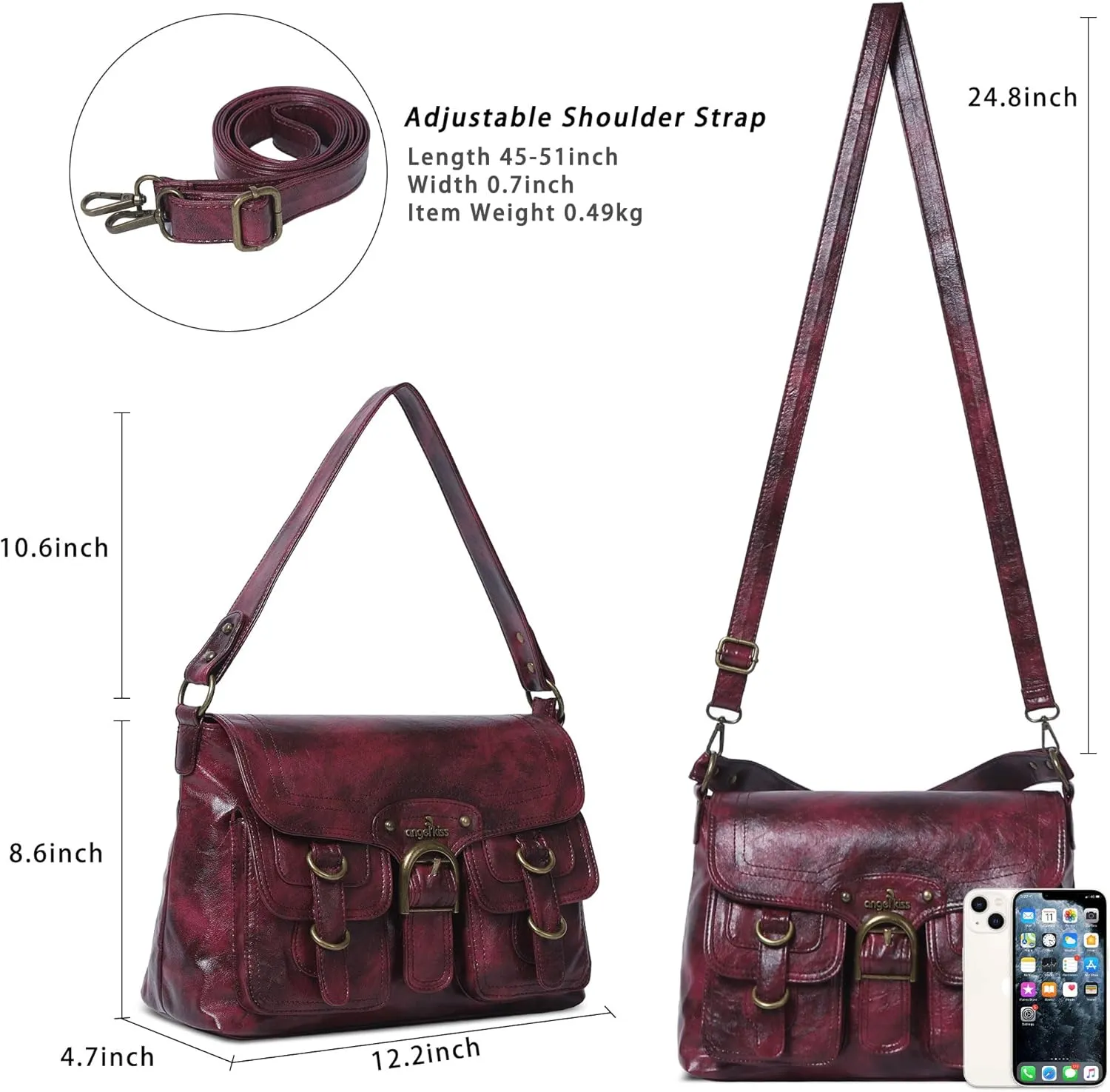 Angel Kiss Purses and Handbags for Women,Vegan Leather Hobo Purses Crossbody Hobo Bag Tote Satchel Handbags