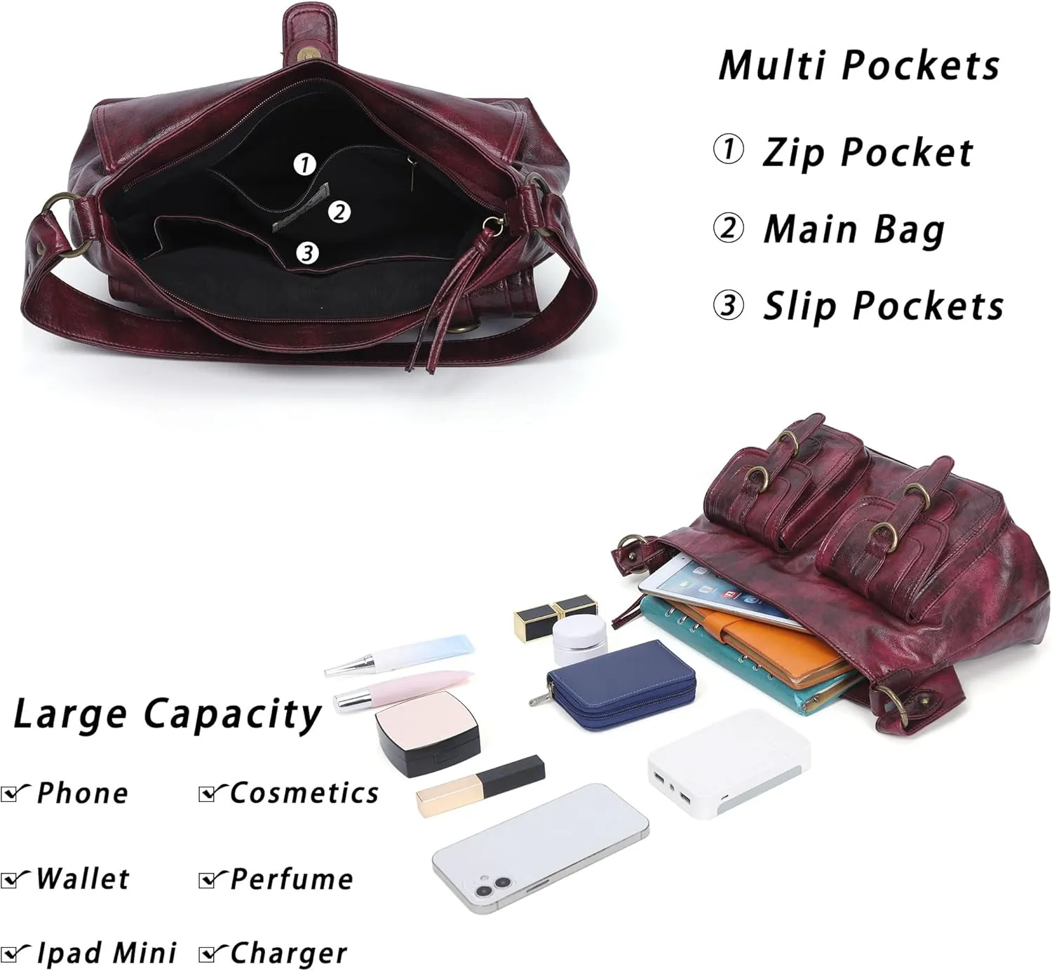 Angel Kiss Purses and Handbags for Women,Vegan Leather Hobo Purses Crossbody Hobo Bag Tote Satchel Handbags