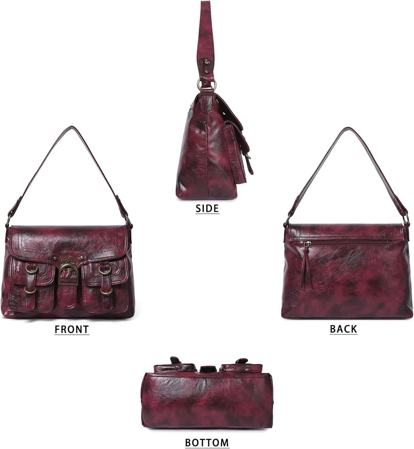 Angel Kiss Purses and Handbags for Women,Vegan Leather Hobo Purses Crossbody Hobo Bag Tote Satchel Handbags