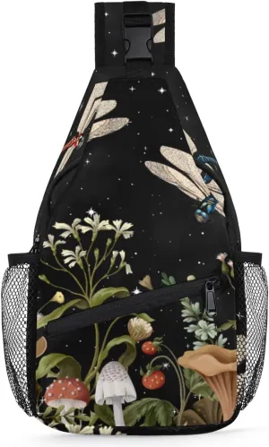 Animal Dragonfly Sling Bag Crossbody Sling Backpack Water Resistant Shoulder Bag Outdoor Travel Hiking Chest Bag Daypack for Women Men Unisex