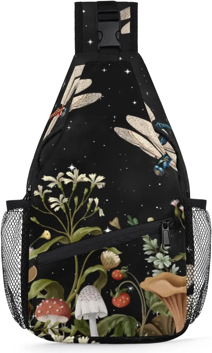 Animal Dragonfly Sling Bag Crossbody Sling Backpack Water Resistant Shoulder Bag Outdoor Travel Hiking Chest Bag Daypack for Women Men Unisex